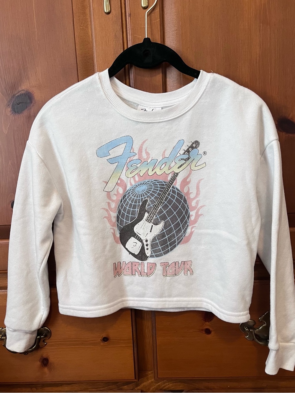 Fender White Crewneck Sweatshirt with Pastel Guitar Graphic